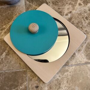 Montessori Teal and Beige Wooden Mirror